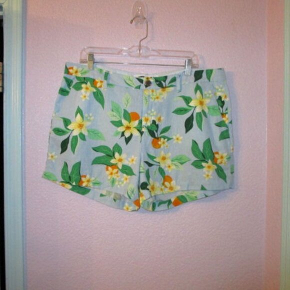 NEW Old Navy LINEN Blend Size 14 SHORTS Everyday HIGH RISE Pockets TROPICAL - Picture 1 of 7